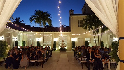Courtyard bistro lighting reception