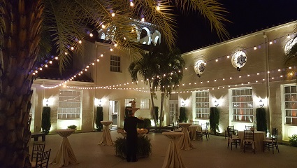 Courtyard bistro lighting reception