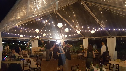 Courtyard bistro lighting reception