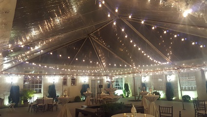 Courtyard bistro lighting reception