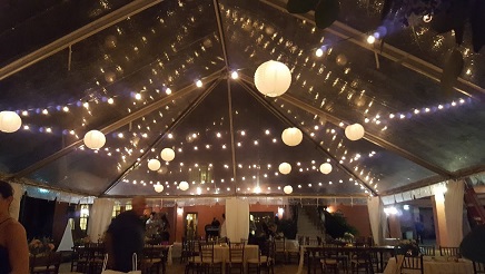 Courtyard bistro lighting reception