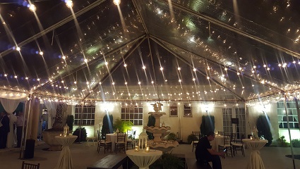 Courtyard bistro lighting reception