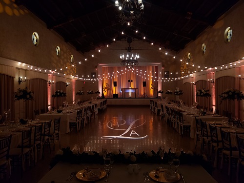 Indoor ballroom string lighting