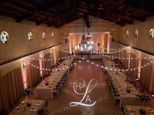 Indoor string lighting with monogram