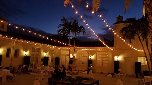 Courtyard bistro string lighting