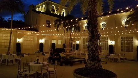 Courtyard bistro string lighting