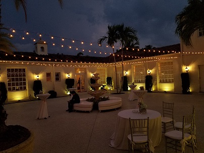 Courtyard bistro string lighting