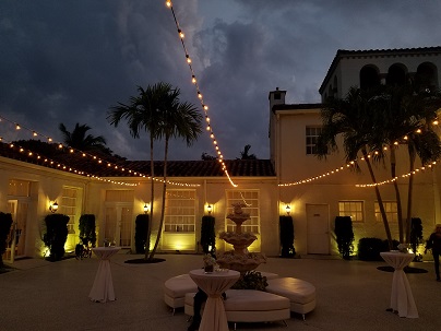 Courtyard bistro string lighting
